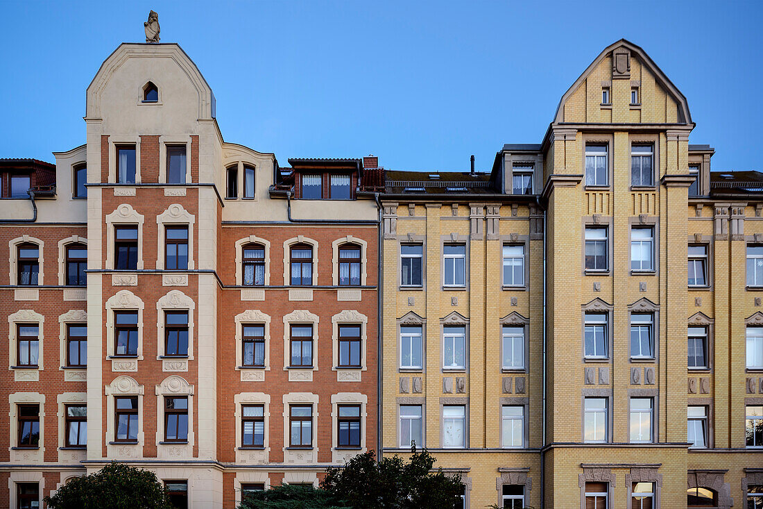 Beautiful houses from the Wilhelminian era at Wirkbau, Chemnitz, Saxony, Germany, Europe