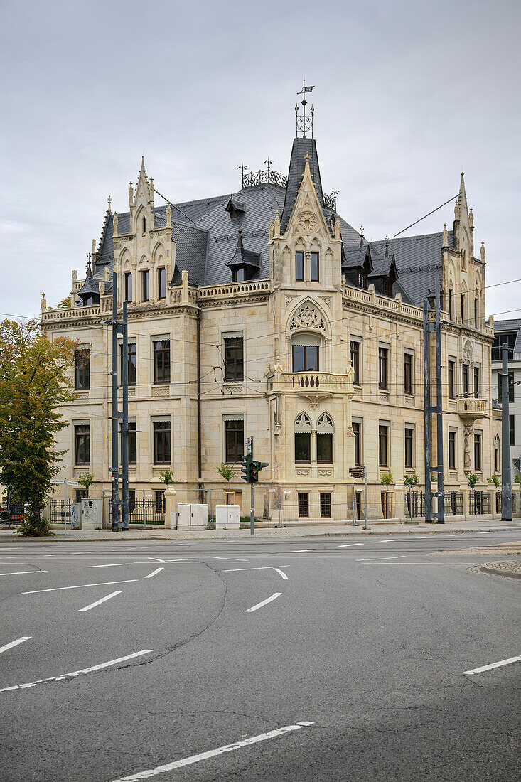 Historic building at the train station, Chemnitz, Saxony, Germany, Europe