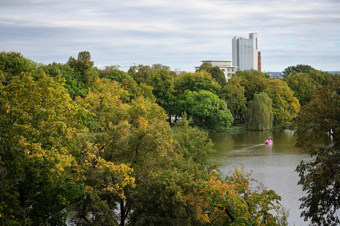 Blick auf Schlossteich vom Schlossberg, Chemnitz, Sachsen, Deutschland, Europa