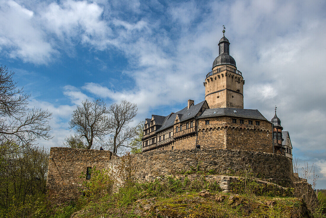 Burg Falkenstein im Harz ist wegen der dort ansässigen Falknerei ein sehr beliebtes Ausflugsziel, Sachsen-Anhalt, Deutschland