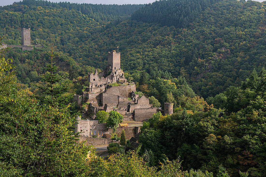 Upper and lower castle in Manderscheid, Eifel, Rhineland-Palatinate, Germany