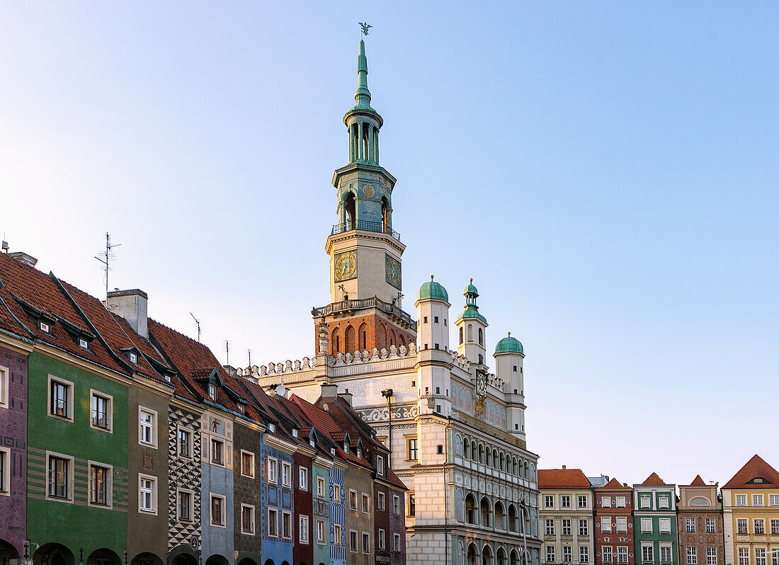 Old Market (Stary Rynek) with Town Hall (Ratusz), grocers'39; houses in Poznań (Poznan; Posen) in the Wielkopolska Voivodeship of Poland