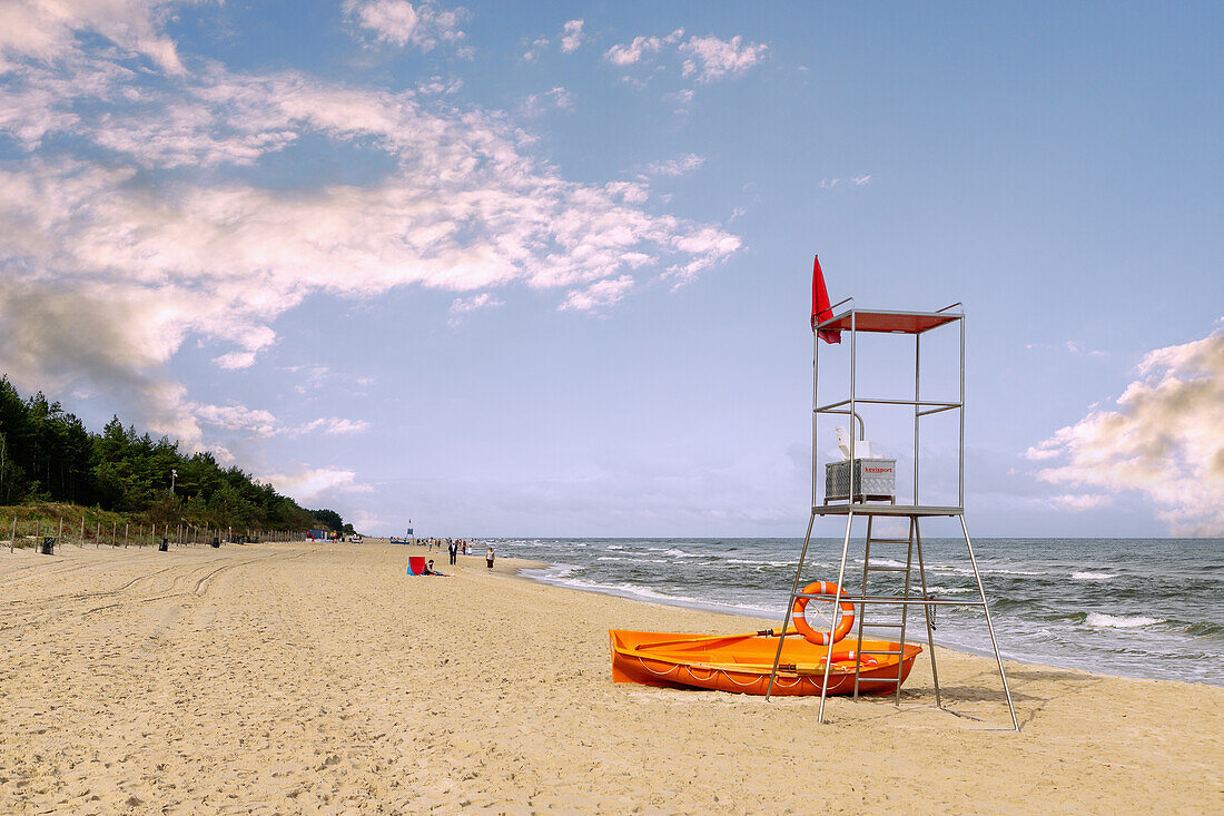 Sandy beach in Karwia (Karwen), Kashubian Coast in Pomorskie Voivodeship of Poland