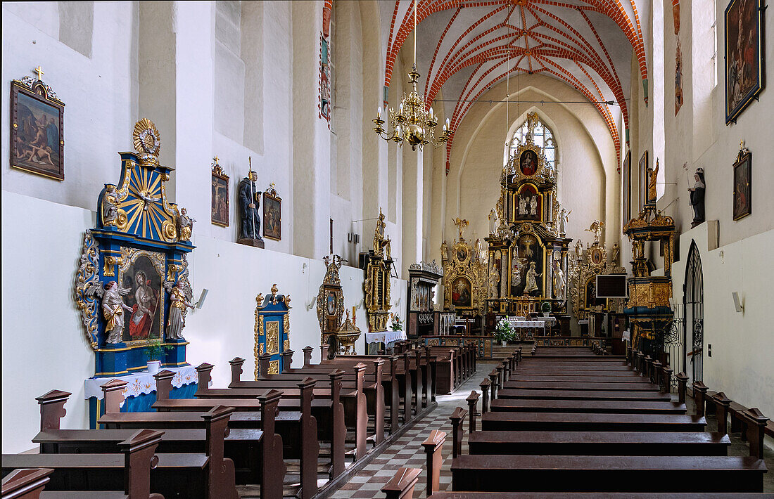 Interior of the Zarnowiec Monastery Church (Żarnowiec, Zarnowitz), Kashubian Coast in the Pomorskie Voivodeship of Poland