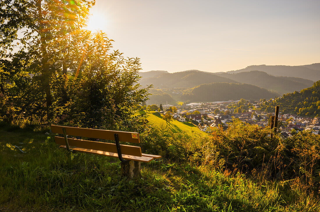 Oppenau im sommerlichen Abendlicht, Oppenau, Renchtal, Baden-Württemberg, Deutschland