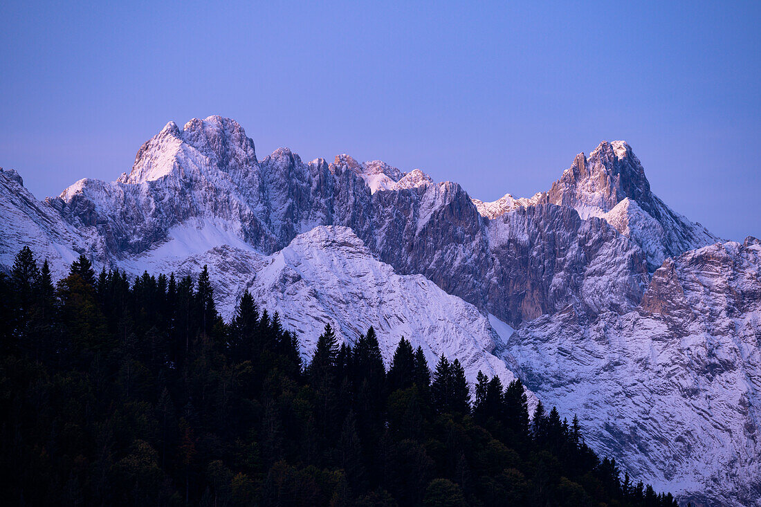 Snowy Zugspitze in winter, Bavaria, Germany