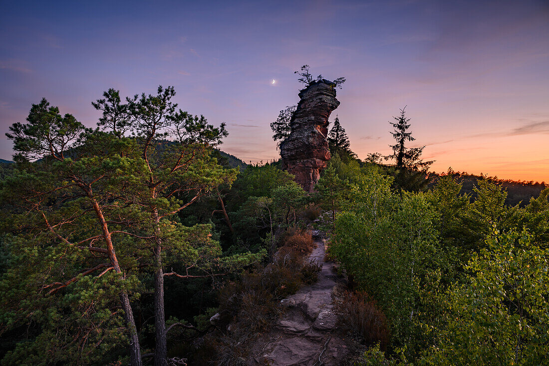 Twilight at Lämmerfelsen, Dahn, Palatinate Forest, Rhineland-Palatinate, Germany