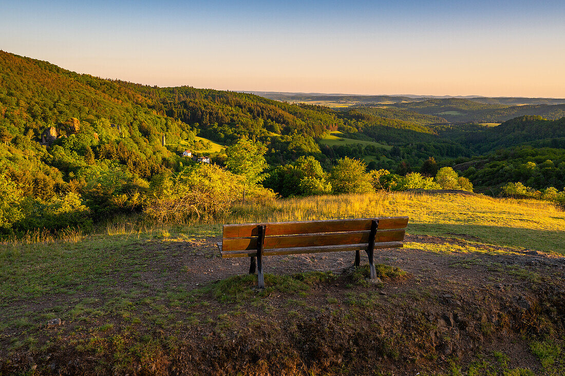 View of the Falkensteiner Valley, Palatinate Forest, Rhineland-Palatinate, Germany