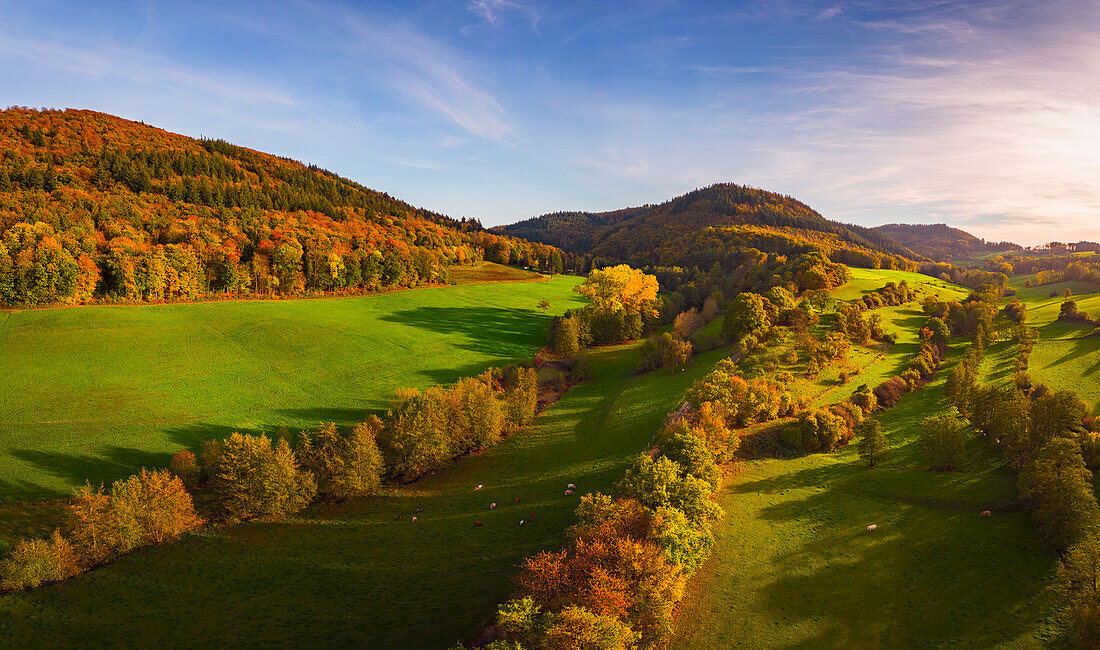 Aerial panorama of Marienthal, Donnersberger Land, Rhineland-Palatinate, Germany