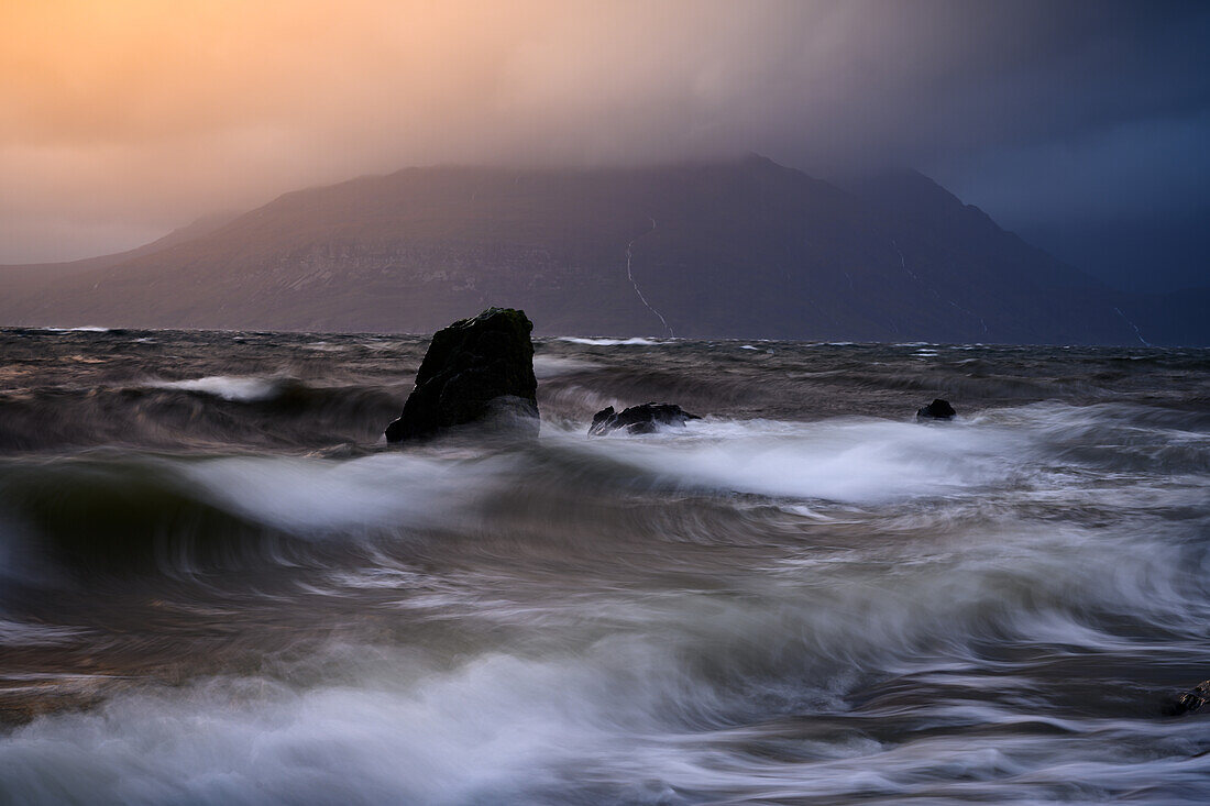 Elgol Beach at dusk, Isle of Skye, Scotland, United Kingdom