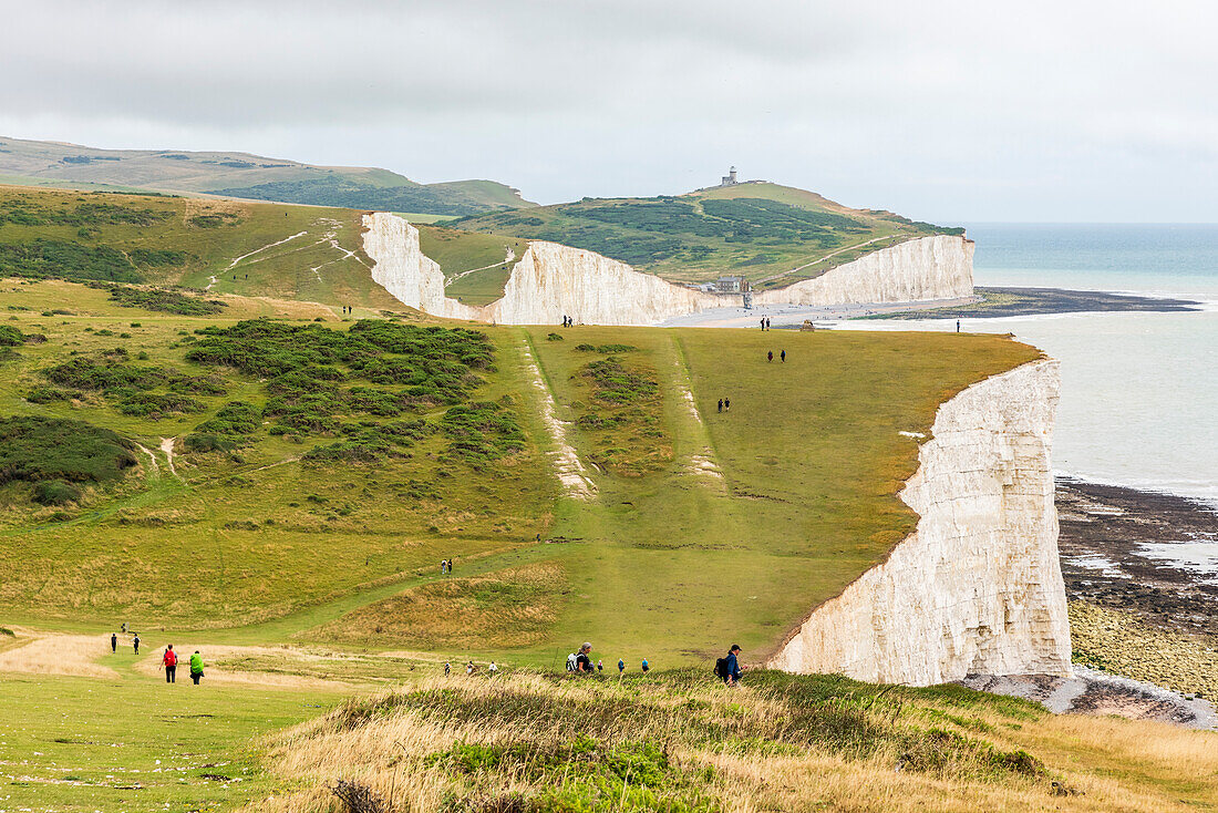 Seven Sisters chalk cliffs on the English south coast between Seaford and Eastbourne, West Sussex, England, United Kingdom