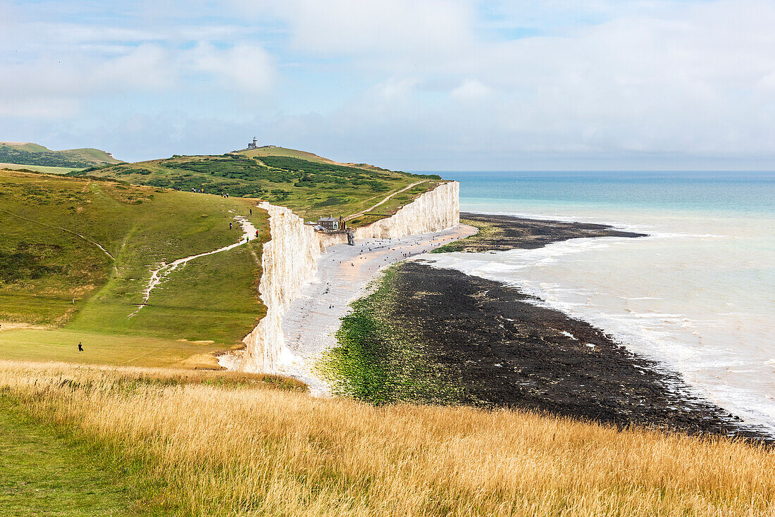 Seven Sisters chalk cliffs on the English south coast between Seaford and Eastbourne, West Sussex, England, United Kingdom