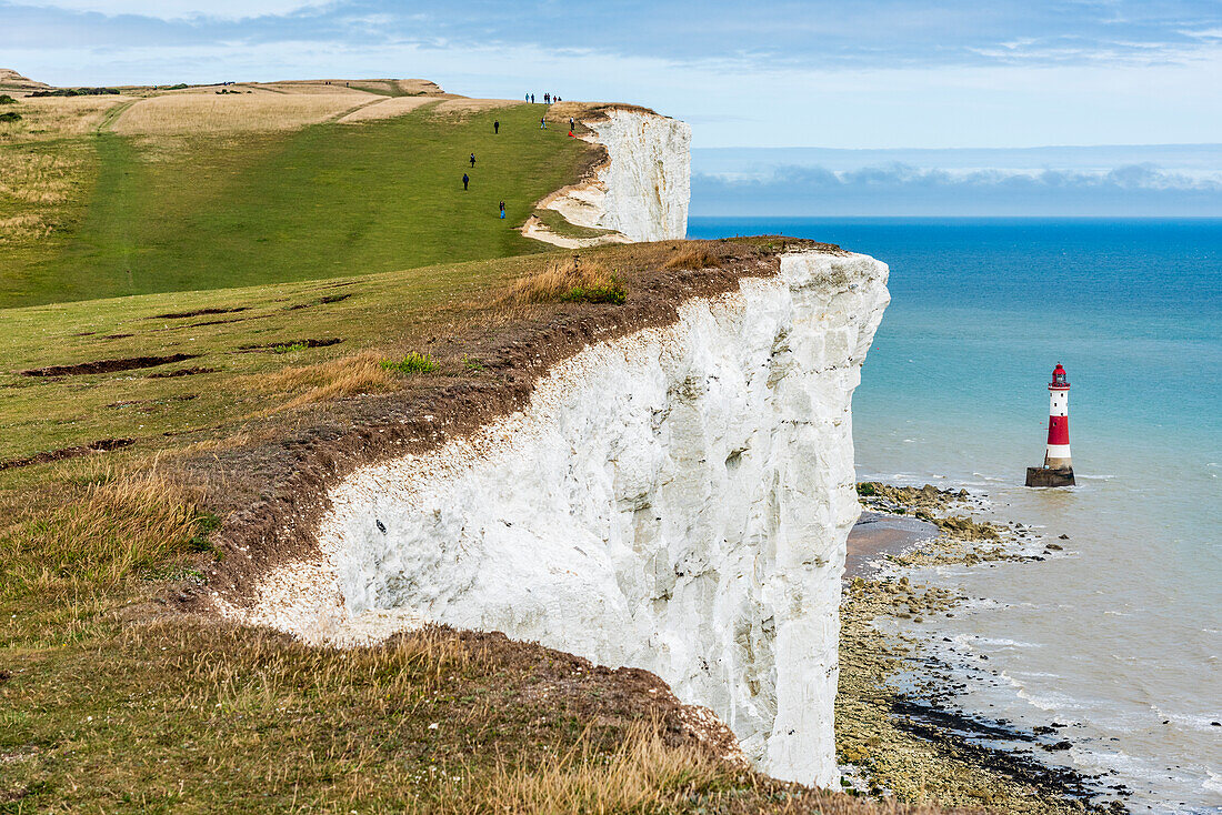 Lighthouse at Beachy Head on the English south coast between Seaford and Eastbourne, West Sussex, England, United Kingdom