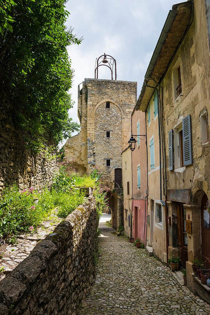 Medieval village in the mountains, Montbrun-les-Bains, Drôme department, Provence, Auvergne-Rhône-Alpes, France