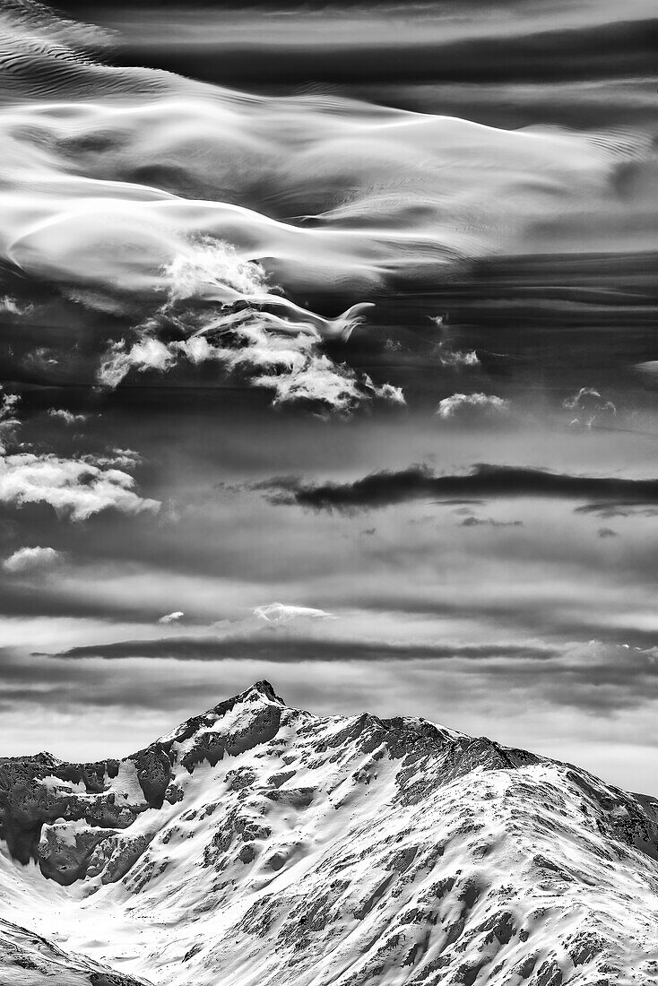 Wolkenstimmung über dem Danzebell, vom Großen Schafkopf, Ötztaler Alpen, Südtirol, Italien