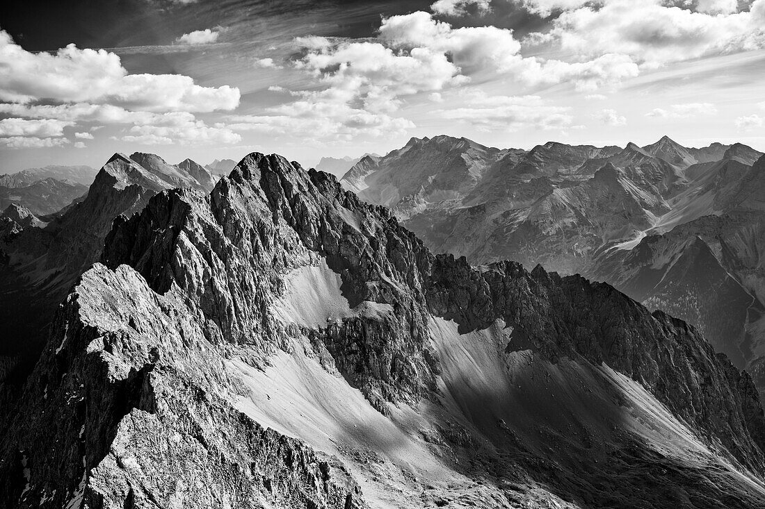 Hochkarspitze vom Wörner, Karwendel, Oberbayern, Bayern, Deutschland