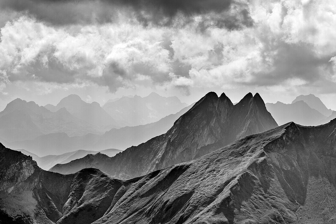 Viergipflige Höfats, from the Anniversary Trail, Allgäu Alps, Allgäu, Swabia, Bavaria, Germany