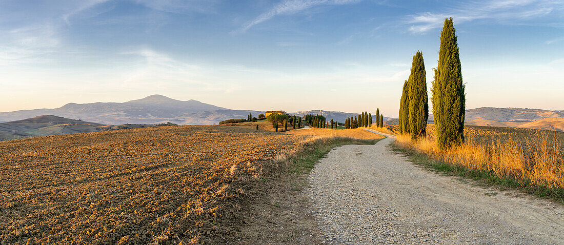 Herbstmorgen in der Nähe von Pienza, Gladiator Foto Spot, Toskana, Italien, Europa