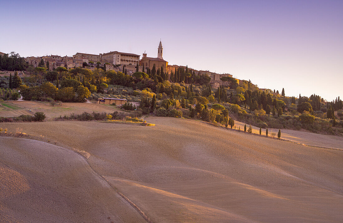 Pienza im Morgenlicht, Val d'Orcia, UNESCO Weltkulturerbe, Provinz Siena, Toskana, Italien, Europa