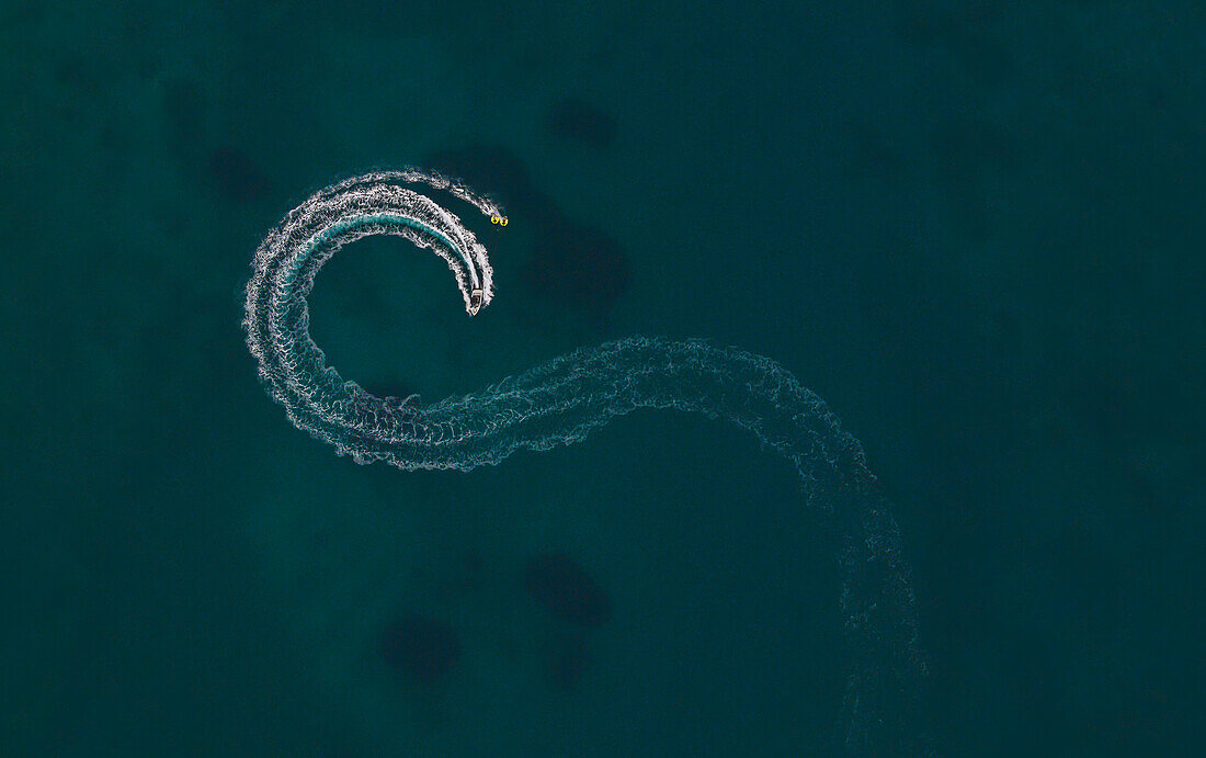 Boat in the sea from above 