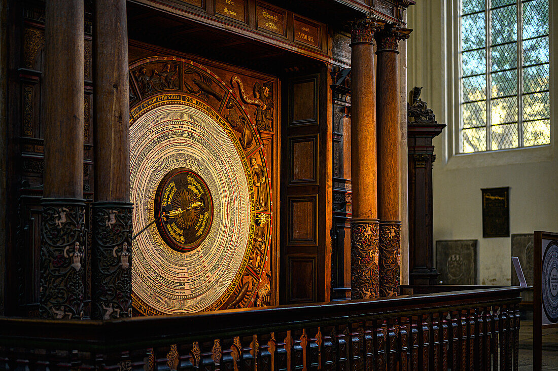  Astronomical clock Marienkirche, Rostock, Baltic coast, Mecklenburg-Western Pomerania, Germany 