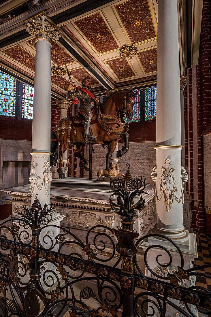  The only grave monument with a life-size, free-standing equestrian statue in Germany: the Samuel Behr tomb in the Doberan Minster, Bad Doberan, Baltic Sea coast, Mecklenburg-Western Pomerania, Germany 