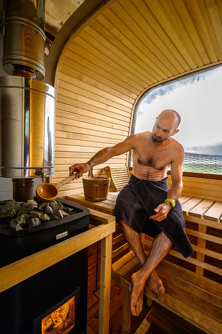  Oka-Oka dike sauna, Ummanz, Rügen, Baltic Sea coast, Mecklenburg-Western Pomerania, Germany 