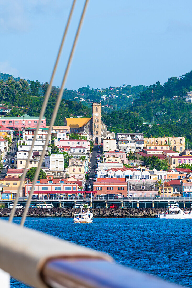  Skyline with Immaculate Conception Church, Old Town, St. George`s, Grenada, Lesser Antilles 