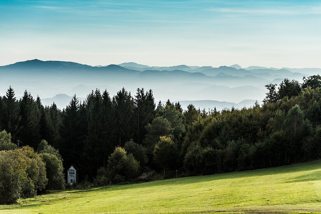 Blick ins Rheintal und ins Schweizer Jura, Rickenbach, Hotzenwald, Südschwarzwald, Schwarzwald, Baden-Württemberg, Deutschland