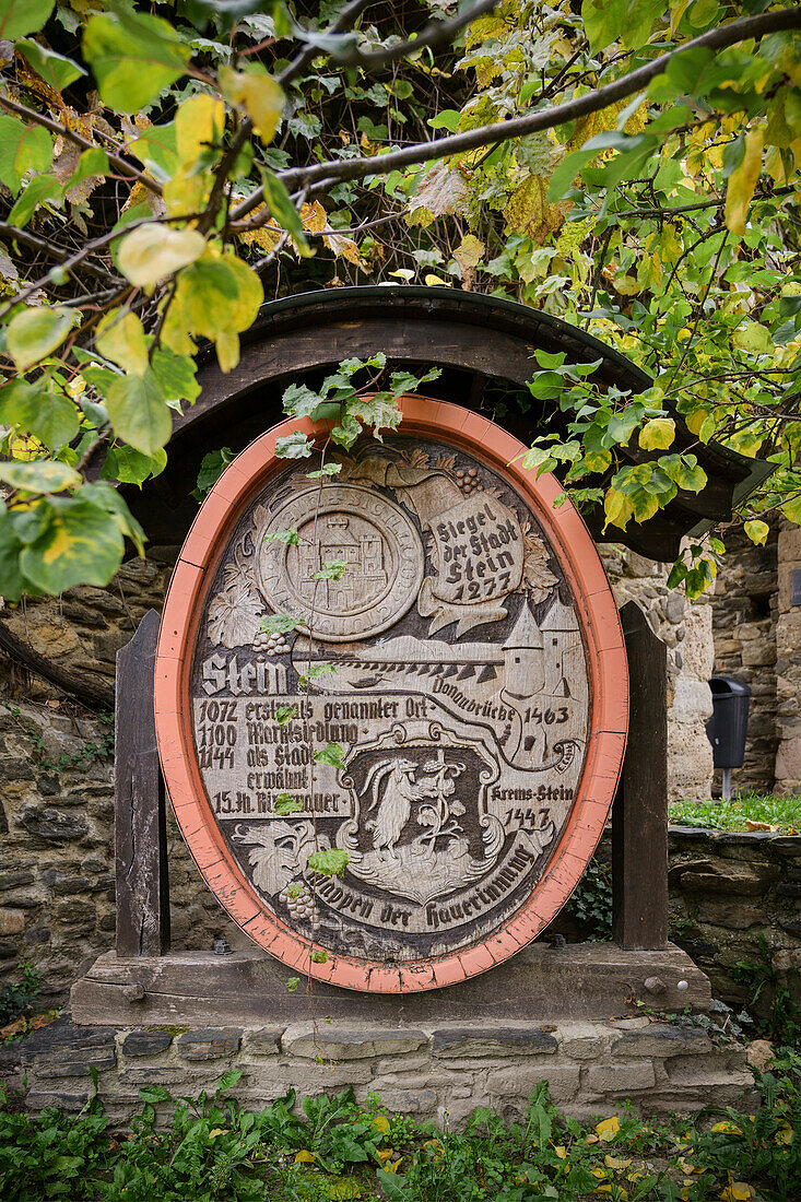 Wappen der Hauerinnung am Frauenberg, UNESCO Welterbe "Kulturlandschaft Wachau", Teilort Stein bei Krems an der Donau, Niederösterreich, Österreich, Europa