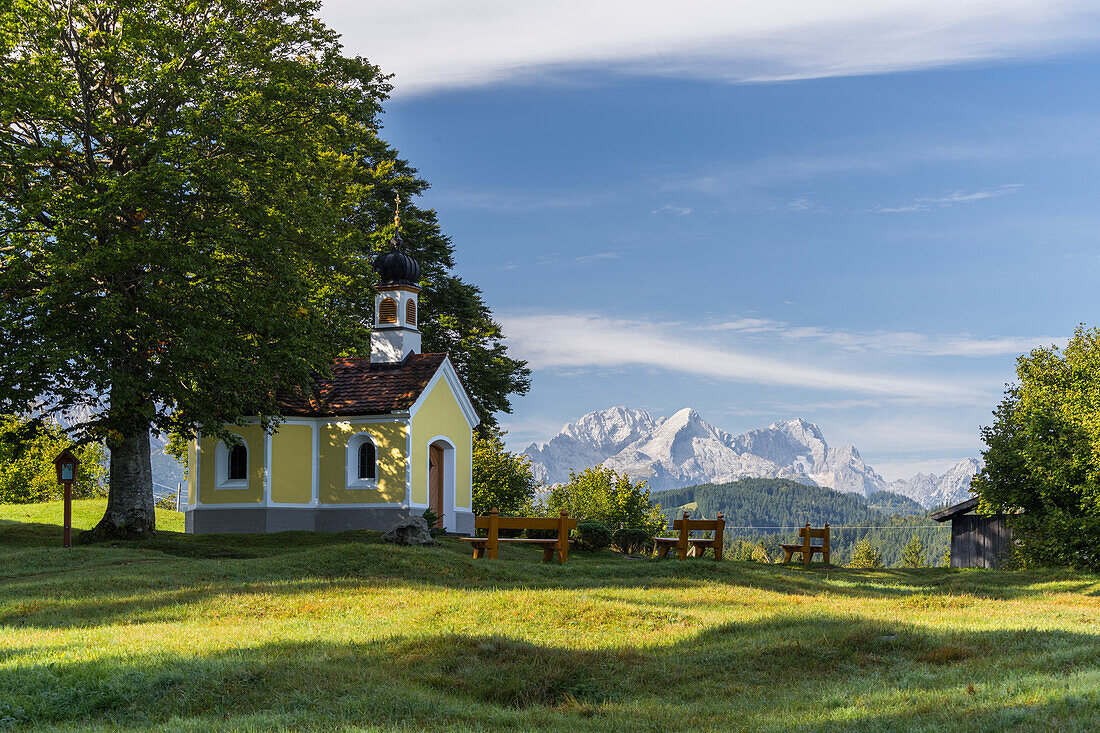  Chapel Maria Rast on the Buckelwiesen, Zugspitze, Krün, Bavaria, Germany 