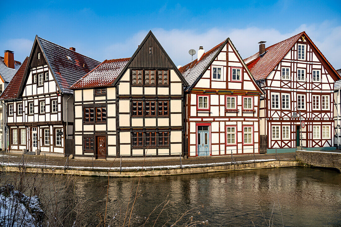 Fachwerkhäuser, Auf den Dielen an der Pader in Paderborn, Nordrhein-Westfalen, Deutschland, Europa