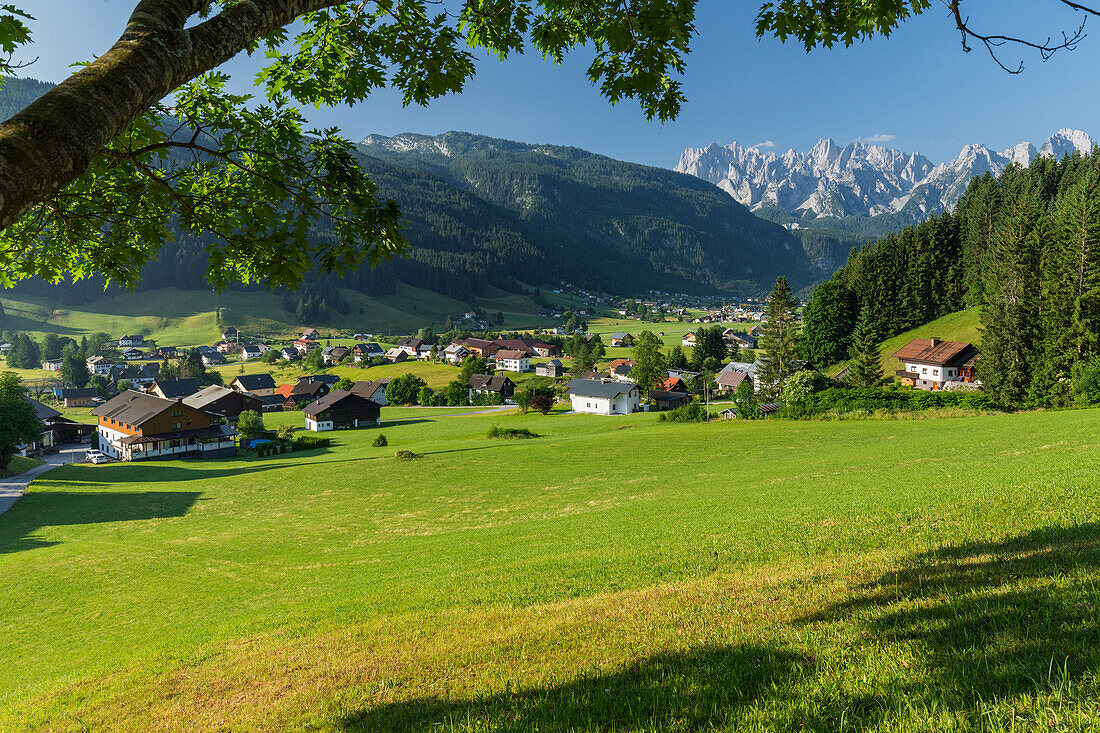  View towards Gosau, Gosaukamm, Salzkammergut, Upper Austria, Austria 