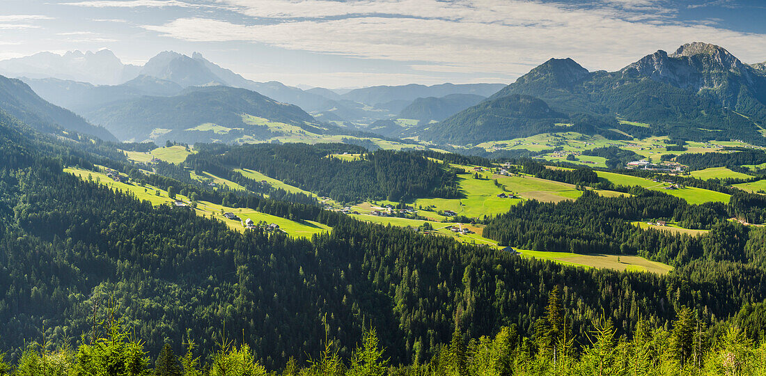  View from the Postalmstrasse into the Tennengau, Tennengebirge, Salzburg, Austria 