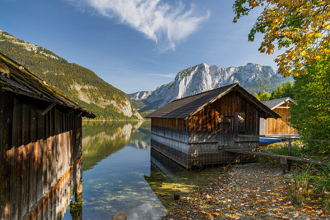 Bootshaus, Altausseer See, Altaussee, Trisselwand, Salzkammergut, Steiermark, Österreich