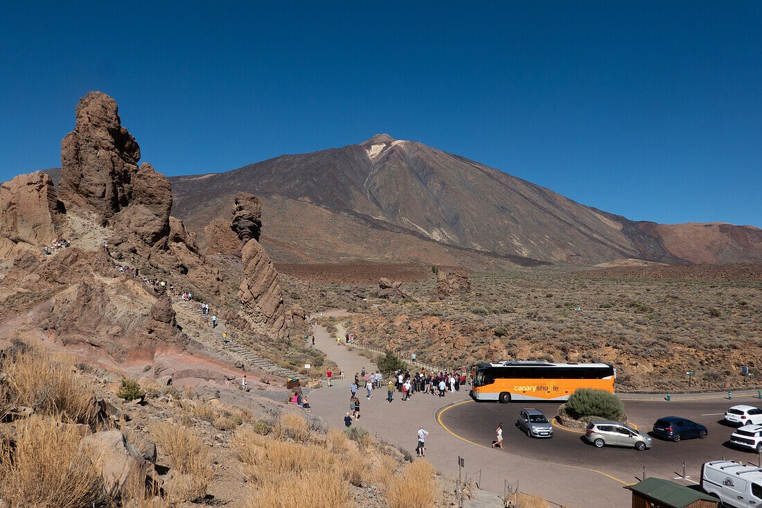 Teide Volcano; Visiting the highest mountain in Spain at 3715 m is one of the most popular excursions in Tenerife, Canary Islands, Spain