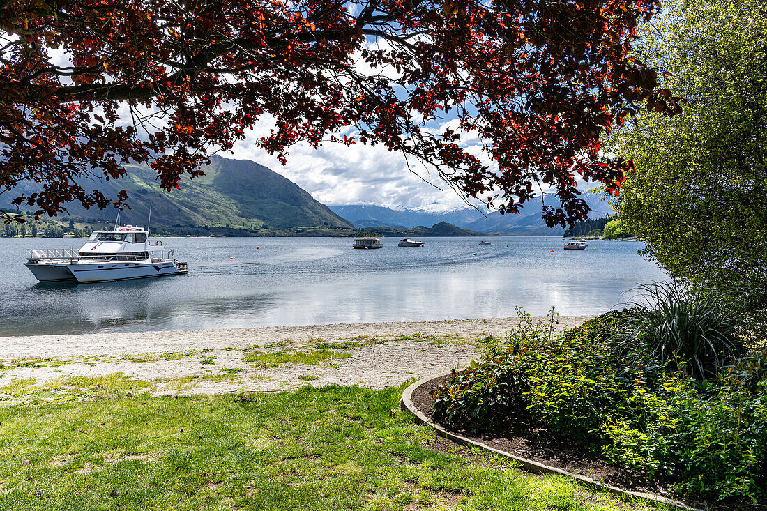 Blick auf den Lake Wanaka von Wanaka und von Aussichtspunkten aus, Neuseeland