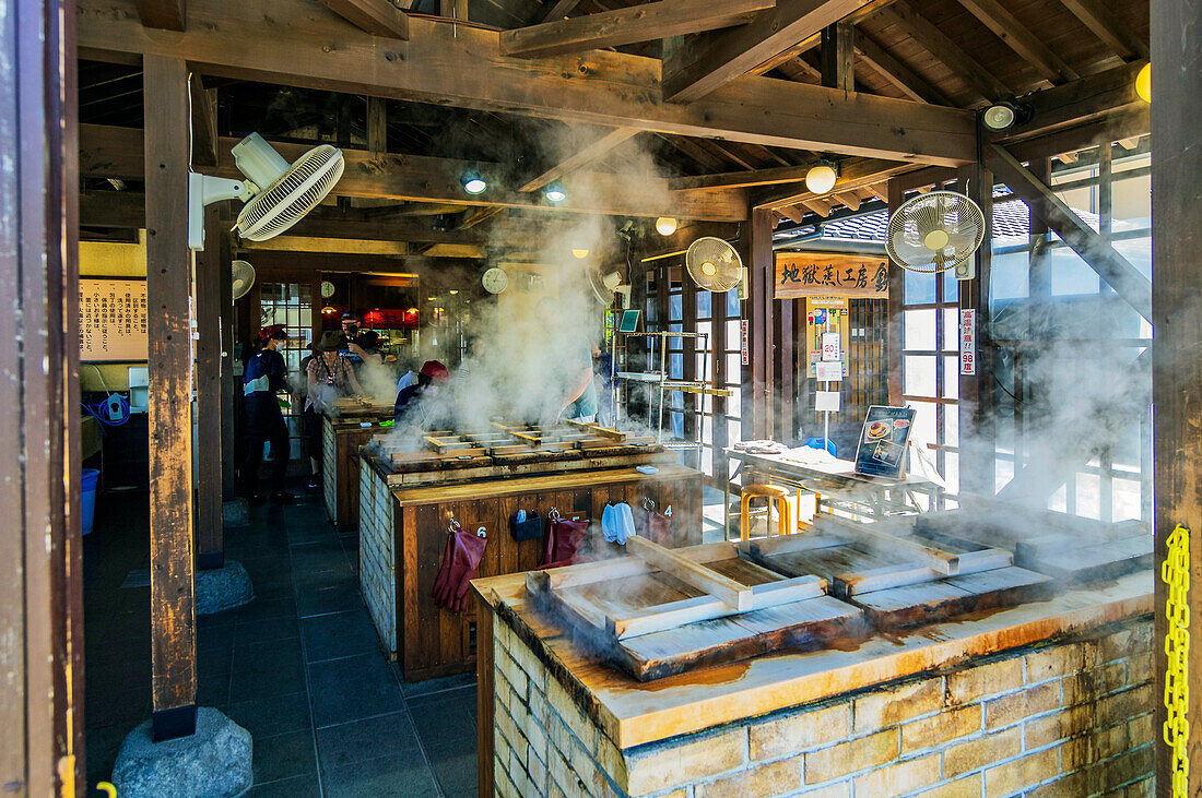 Beppu is a large city and an important seaside resort in Japan, here the public food stalls, Kyushu region, Oita Prefecture.