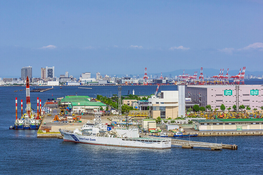 Blick auf den Hafen, Stadt Kōbe, Bucht von Osaka, Präfektur von Hyōgo, Insel Honshū, Japan
