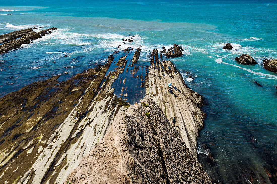 Flysch rock formation, Zumaia, near San Sebastian, Guipuzcoa Province, Basque Country, Northern Spain, Spain