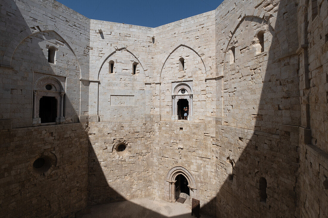 Detail of the sky from the courtyard of the Castel del Monte fortress in Andria, Apulia region, Italy