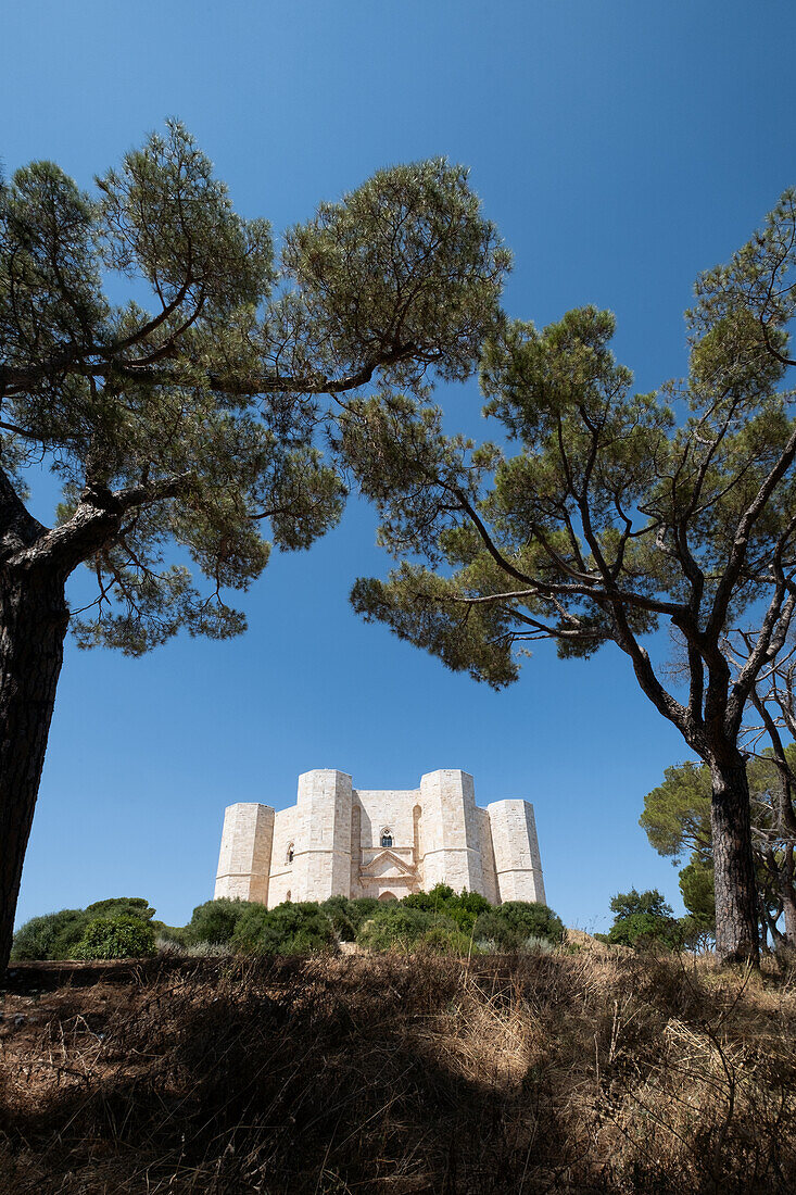 Detail of the sky from the courtyard of the Castel del Monte fortress in Andria, Apulia region, Italy