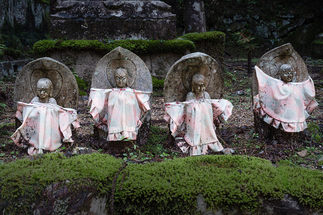 View of the glowing lanterns in Okunoin Cemetery, Okuno-in, Koyasan, Koya, Ito District, Wakayama, Japan