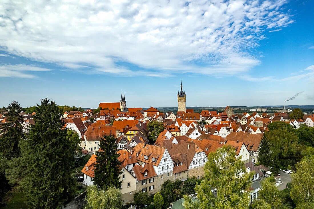 Stadtansicht Bad Wimpfen aus der Luft gesehen, Kraichgau, Baden-Württemberg, Deutschland   