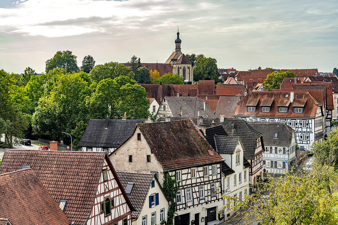 Fachwerkhäuser und Dominikanerkirche in Bad Wimpfen, Kraichgau, Baden-Württemberg, Deutschland 