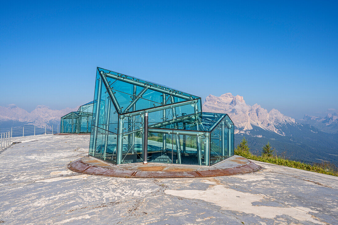 The Messner Mountain Museum Dolomites on Monte Rite with a view of Monte Pelmo, Province of Belluno, Alto Adige, South Tyrol, Alps, Dolomites, Veneto, Veneto, Italy