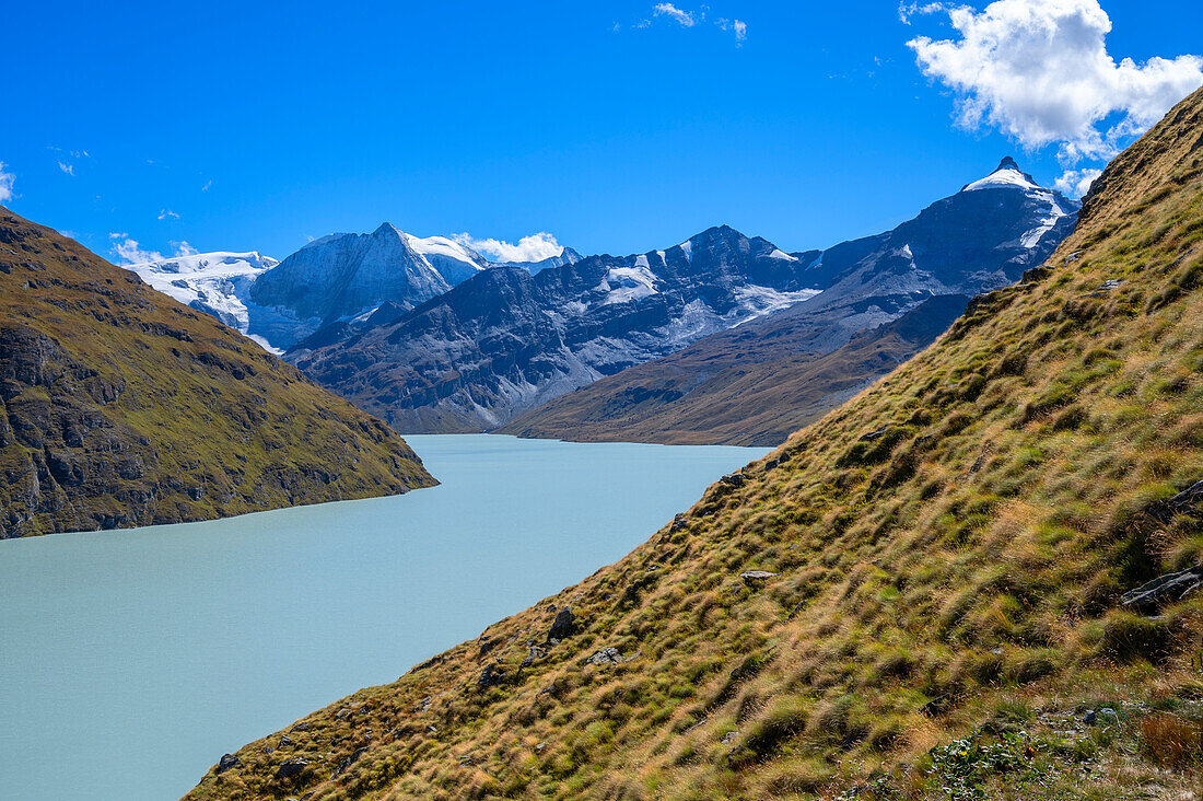 Stausee Lac des Dix mit dem Montblanc de Cheilon, Val des Dix, Walliser Alpen, Wallis, Schweiz