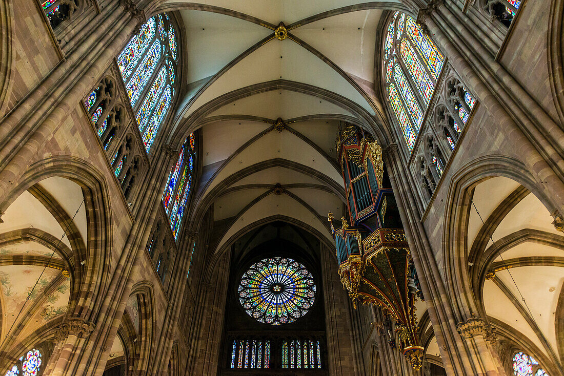 Innenansicht, Straßburger Münster, Straßburg, Département Bas-Rhin, Elsass, Frankreich