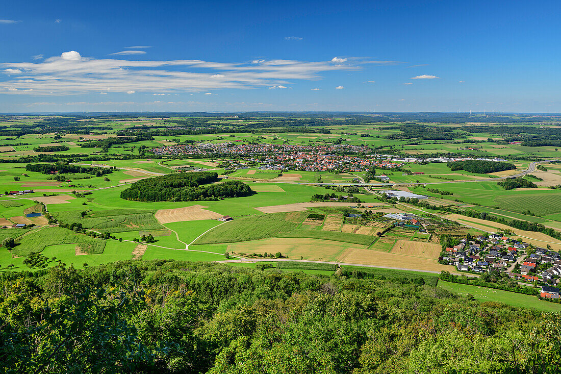 View of Möggingen, Rosenstein, Swabian Alb, Baden-Württemberg, Germany