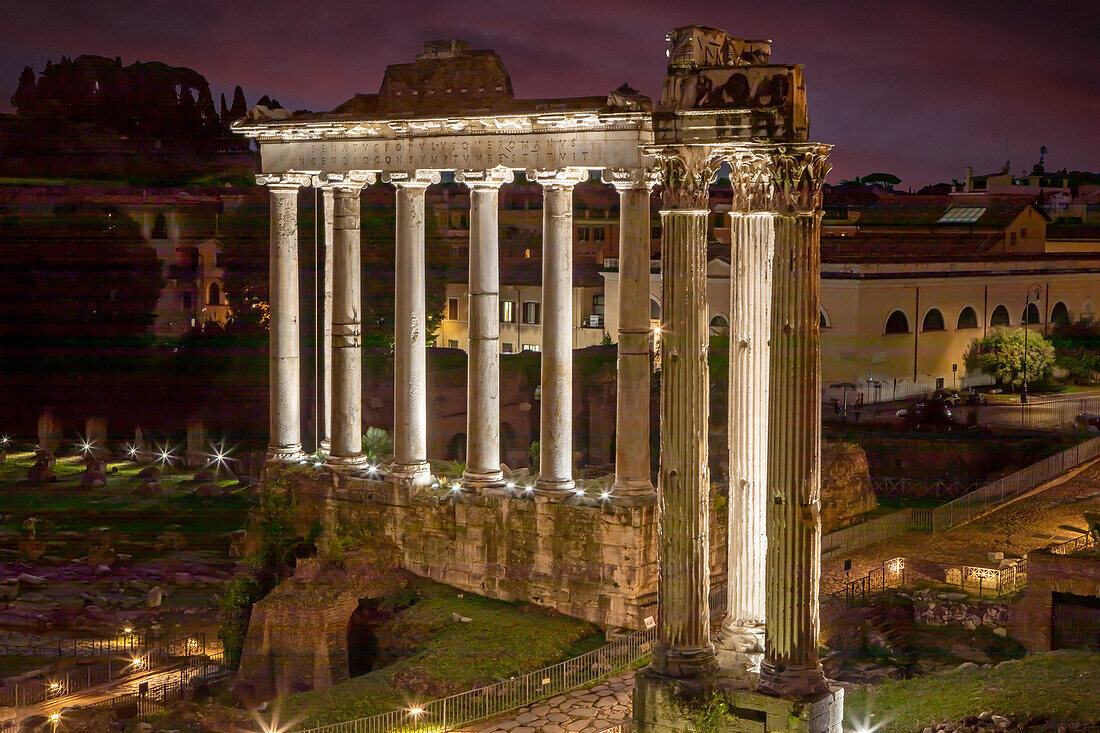  Roman Forum at night, Rome, Italy 